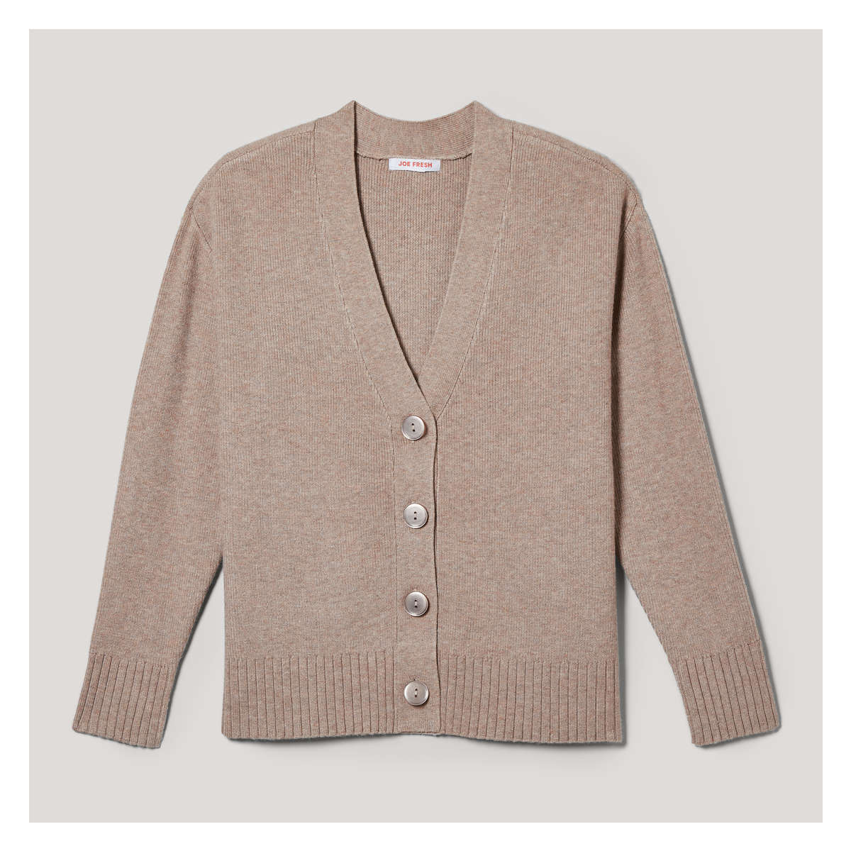 Cardigan in Light Brown Mix from Joe Fresh